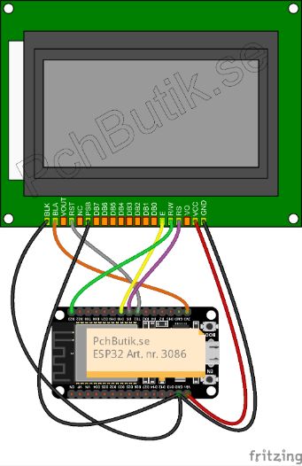 U8g2 ESP32 koppling bild 1